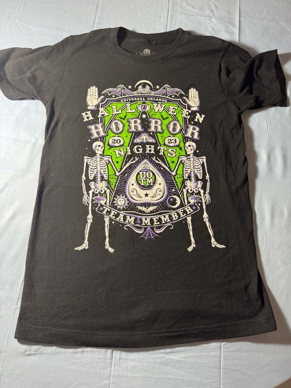 Halloween Horror Nights 2023 Team Member Ouija Board Skeletons T-Shirt Small